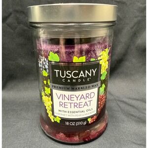 Tuscany Candle Vineyard Retreat 18 oz Marbled Wax Jar Candle Cabernet Pear Berry